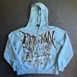 Mixed Emotion Blue Graffiti  Zip-Up Hoodie XL